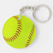 女の子のソフトボールの倍はkeychainのあたりで味方しました キーホルダー (裏面)