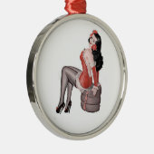 女の子のタイヤをピンアップ メタルオーナメント (右)