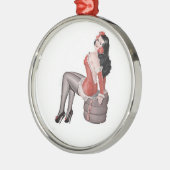 女の子のタイヤをピンアップ メタルオーナメント (左)