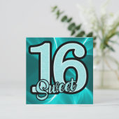 女の子のターコイズスイート16誕生日 招待状 (スタンド正面)