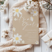 女の子のダイジー ベージュ ベビーシャワー 招待状