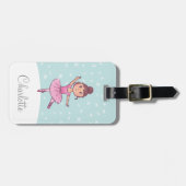 女の子のダンサーのバレエの荷物のラベル ラゲッジタグ (正面横)