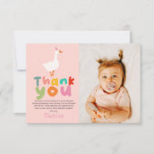 女の子のツー シリー ゴース 2歳の誕生日写真 サンキューカード (正面)