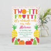 女の子のツー・ティー・フルーツ 2歳の誕生日招待状 招待状 (スタンド正面)