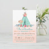 女の子のティピーベビーシャワー招待状 招待状 (スタンド正面)