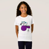 女の子のティーをドラムをたたくこと Tシャツ (正面フル)