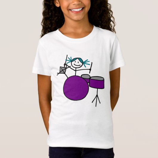 女の子のティーをドラムをたたくこと Tシャツ (正面)