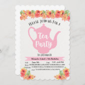 女の子のティーパーティー招待状 サンキューカード (正面/裏面)