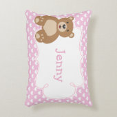 女の子のテディベアとハート アクセントクッション (正面(垂直))