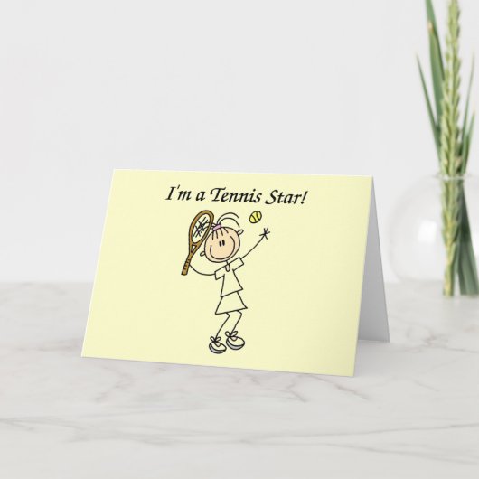 女の子のテニスのスターのTシャツおよびギフト カード (正面)