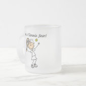 女の子のテニスのスターのTシャツおよびギフト フロストグラスマグカップ (正面左)