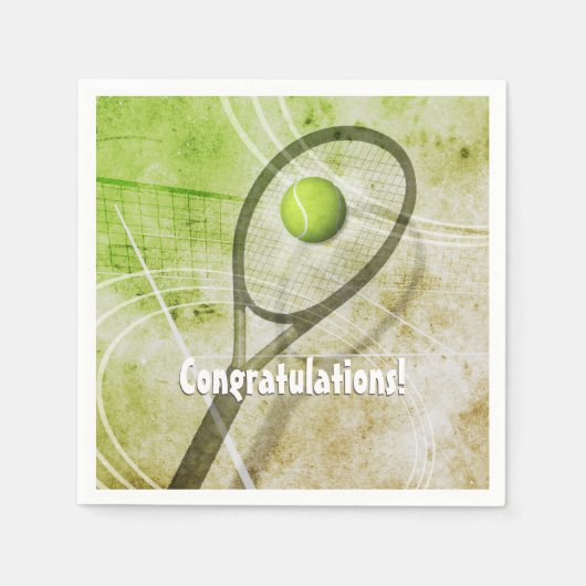 女の子のテニスパーソナライズされた スタンダードカクテルナプキン (正面)