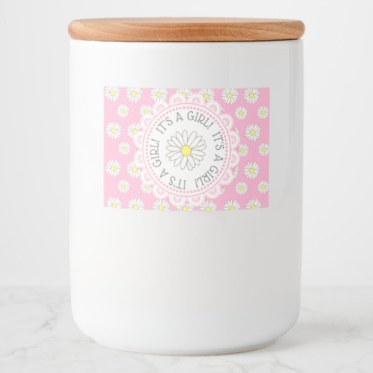 女の子のデイジー女の子ベビーストワーボトルラベル フードラベル (正面)