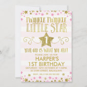 女の子のトゥインクル・リトル・スター 1歳の誕生日招待状 招待状 (正面)