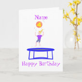 女の子のトランポリンのカード、名前を追加。 カード (黄色い花)