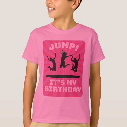 女の子のトランポリンの跳ね上がりの家の誕生会 Tシャツ (正面)