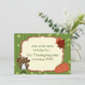 女の子のトルコ感謝祭1歳誕生日招待状 招待状 (スタンド正面)