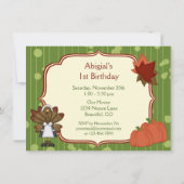 女の子のトルコ感謝祭1歳誕生日招待状 招待状 (裏面)