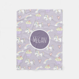 『女の子のドッドル·ユニコーン·パターンの名前』 フリースブランケット