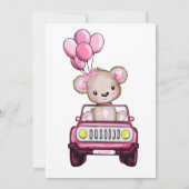 女の子のドライブ赤ちゃんシャワーTeddyクマ 招待状 (裏面)
