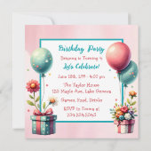 女の子のドラゴンテーマの誕生日パーティー 招待状 (裏面)