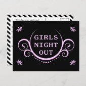 女の子のナイトアウトパーティー インビテーションポストカード (正面/裏面)