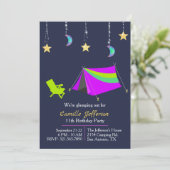 女の子のネオンテント グランピング 誕生日招待状 招待状 (スタンド正面)