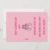 女の子のハッピーバースデーのかわいいブタは名前を個人化します シーズンカード (裏面)