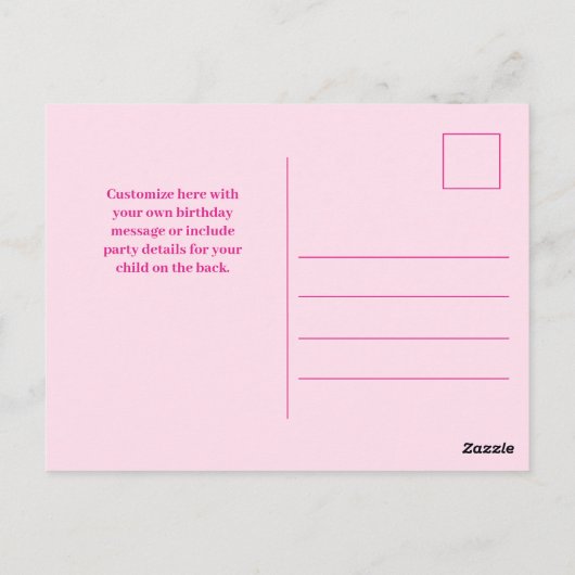 女の子のハッピーバースデー2枚の写真 ホットピンク カスタム ポストカード (裏面)