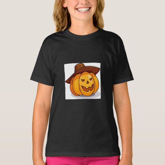 女の子のハロウィンジャック – O – ランタンTシャツ Tシャツ (正面)