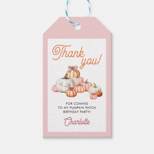 女の子のハロウィン かぼちゃパッチのリボン 誕生日パーティー お礼 ギフトタグ (正面)