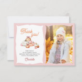 女の子のハロウィン かぼちゃパッチの誕生日パーティーお礼 サンキューカード (正面)