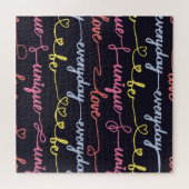 女の子のハート、言葉のシームレスなパターン。 ジグソーパズル (横)