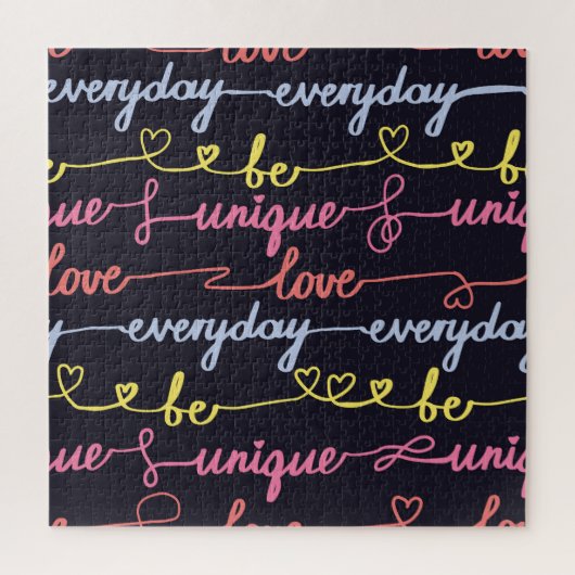 女の子のハート、言葉のシームレスなパターン。 ジグソーパズル (縦)