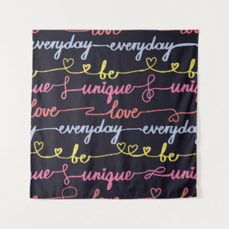 女の子のハート、言葉のシームレスなパターン。 タペストリー