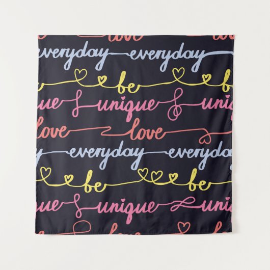 女の子のハート、言葉のシームレスなパターン。 タペストリー (正面)