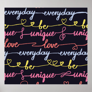 女の子のハート、言葉のシームレスなパターン。 ポスター