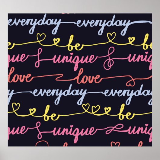 女の子のハート、言葉のシームレスなパターン。 ポスター (正面)