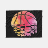 女の子のバイスケッ遊クのギフト – 女の子のように フリースブランケット (正面(横))