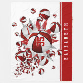 女の子のバスケットは赤い白い星をパーソナライズされた付ける フリースブランケット (正面)