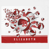 女の子のバスケットは赤い白い星をパーソナライズされた付ける フリースブランケット (正面(横))