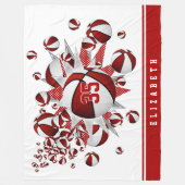 女の子のバスケットは赤い白い星をパーソナライズされた付ける フリースブランケット (正面)