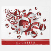 女の子のバスケットは赤い白い星をパーソナライズされた付ける フリースブランケット (正面(横))