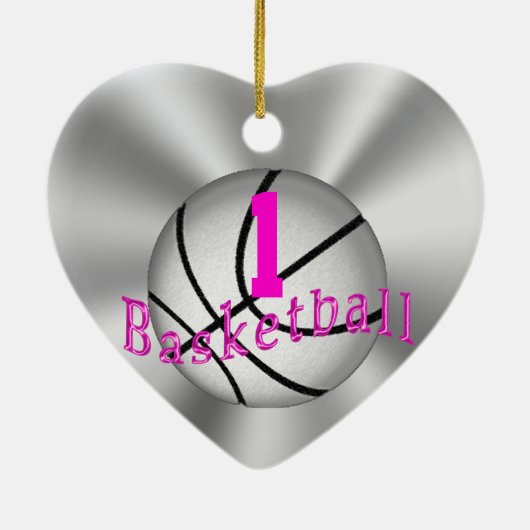 女の子のバスケットボールは彼女の名前および数を飾ります セラミックオーナメント (裏面)