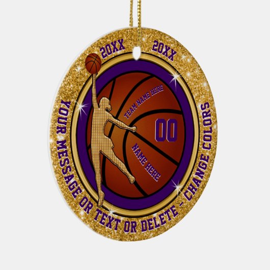 女の子のバスケットボールチームのためのカスタムなクリスマスのギフト セラミックオーナメント (右)