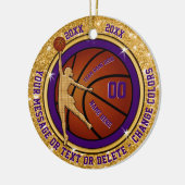 女の子のバスケットボールチームのためのカスタムなクリスマスのギフト セラミックオーナメント (左)