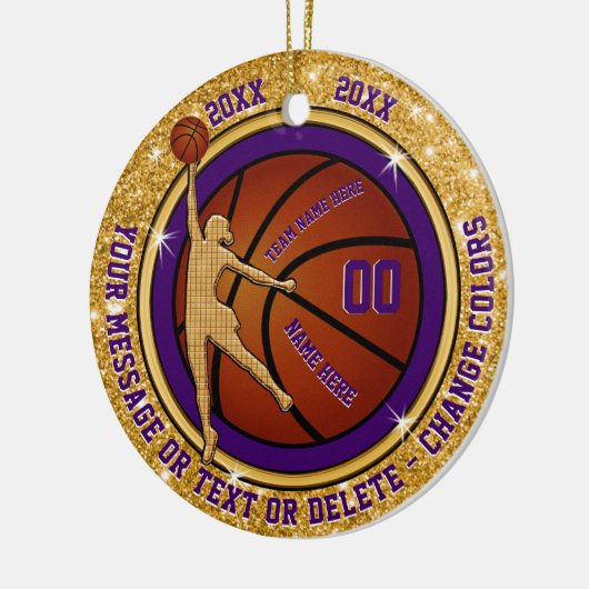 女の子のバスケットボールチームのためのカスタムなクリスマスのギフト セラミックオーナメント (左)