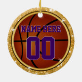 女の子のバスケットボールチームのためのカスタムなクリスマスのギフト セラミックオーナメント (裏面)