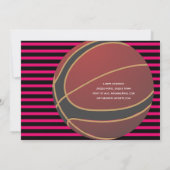 女の子のバスケットボール ベイビーシャワー ピンク ブラック インビテーション (裏面)