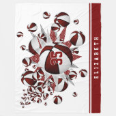 女の子のバスケット星マールホワイトパーソナライズされた フリースブランケット (正面)